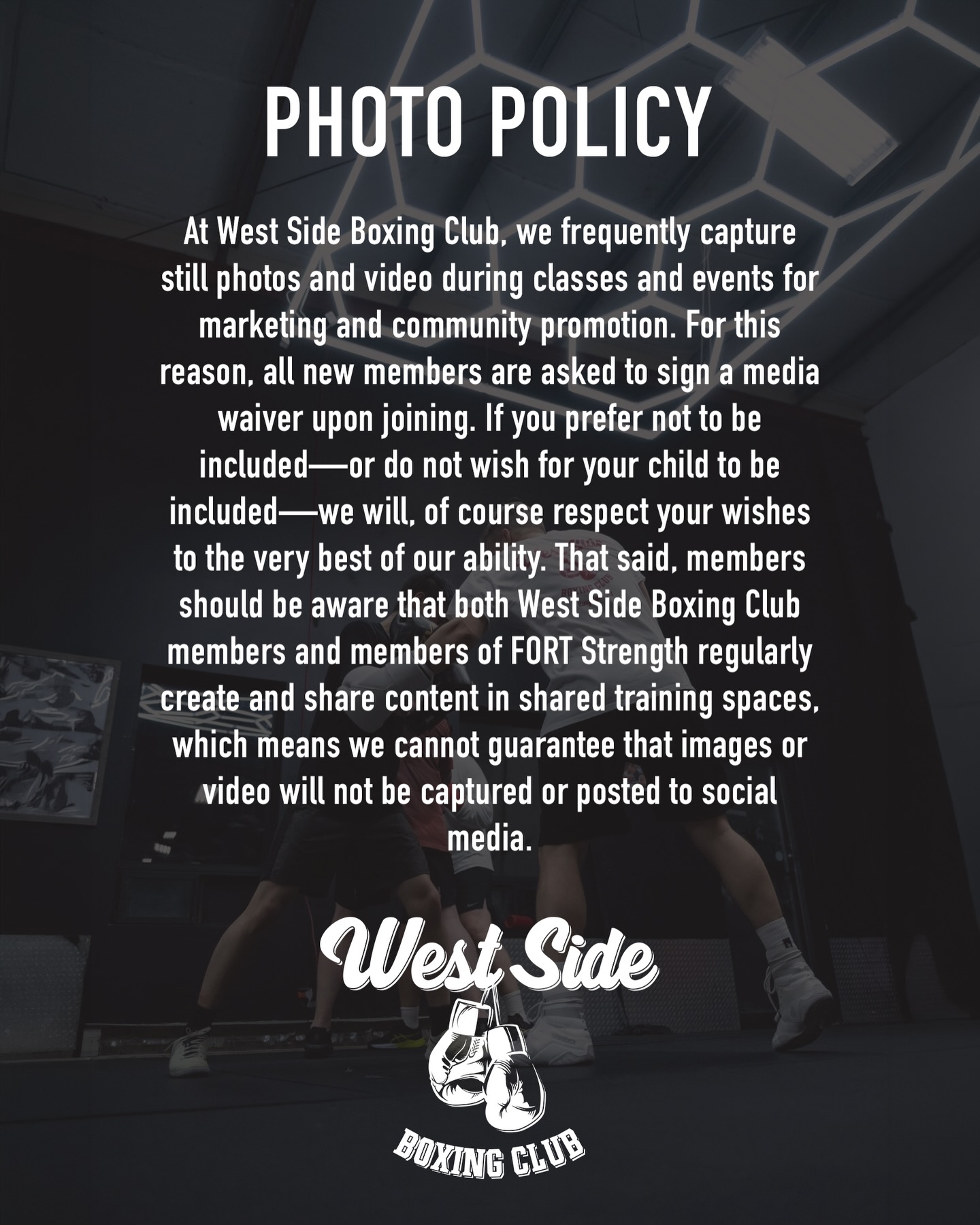A reminder about our media policy. We take your privacy seriously. Please be aware of our photo policy.