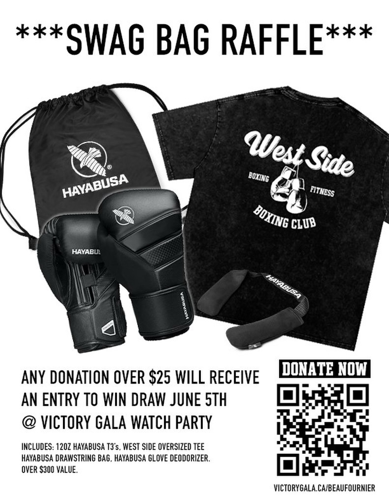 💥OPEN TO THE PUBLIC💥 This raffle will directly support Beau’s effort to raise 10K for the @pinballfoundation before fight night. Thanks to @hayabusacombat for their support.

DONATE HERE: www.victorygala.ca/beaufournier